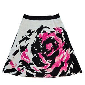A Line Linen Skirt with large floral print Size 10